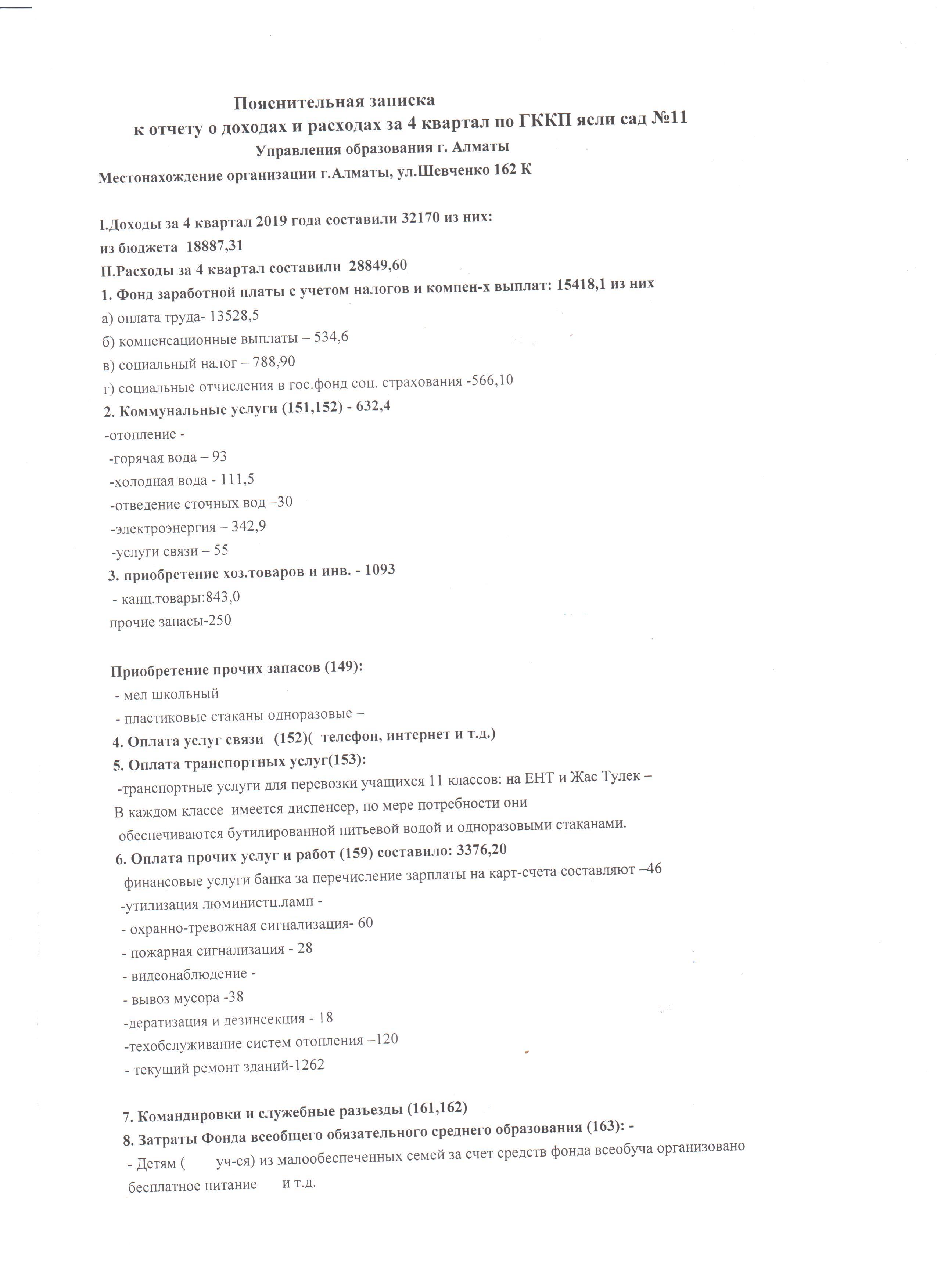 Отчет о доходах и расходах