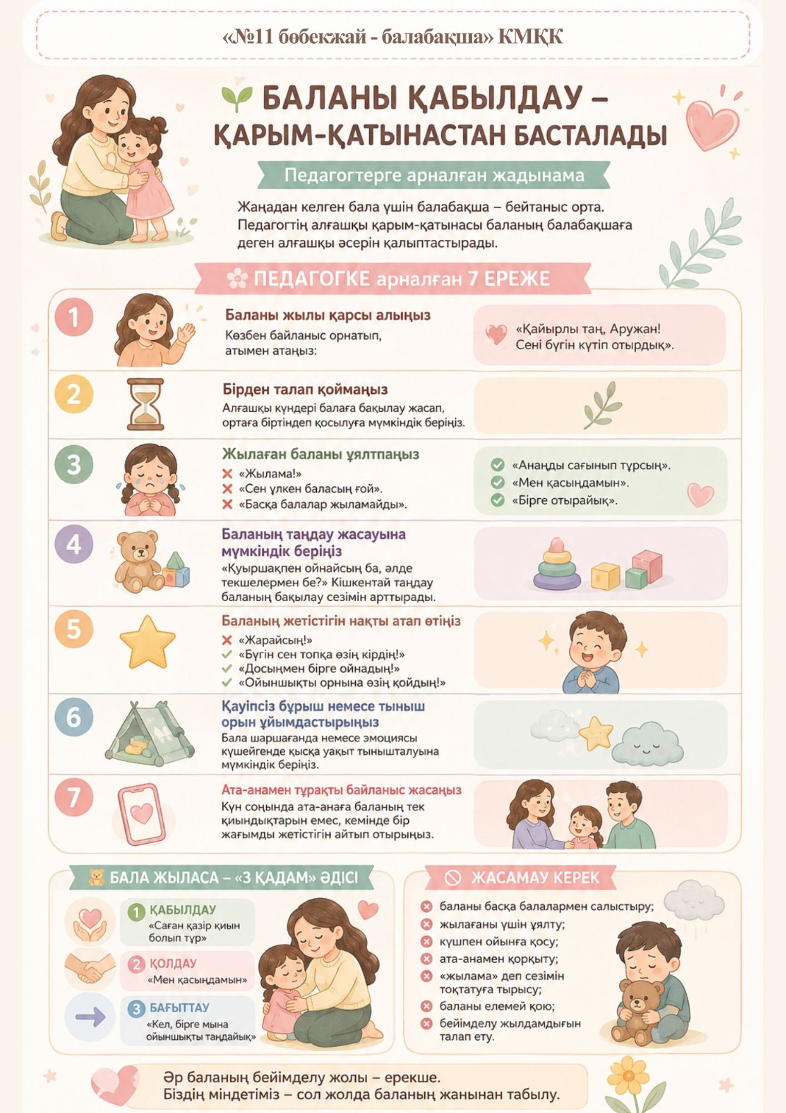 Баланы қабылдау - қарым - қатынастан басталады